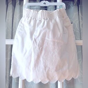 J. Crew Linen Cotton blend white tulip hem skirt, thick, high-quality, excellent